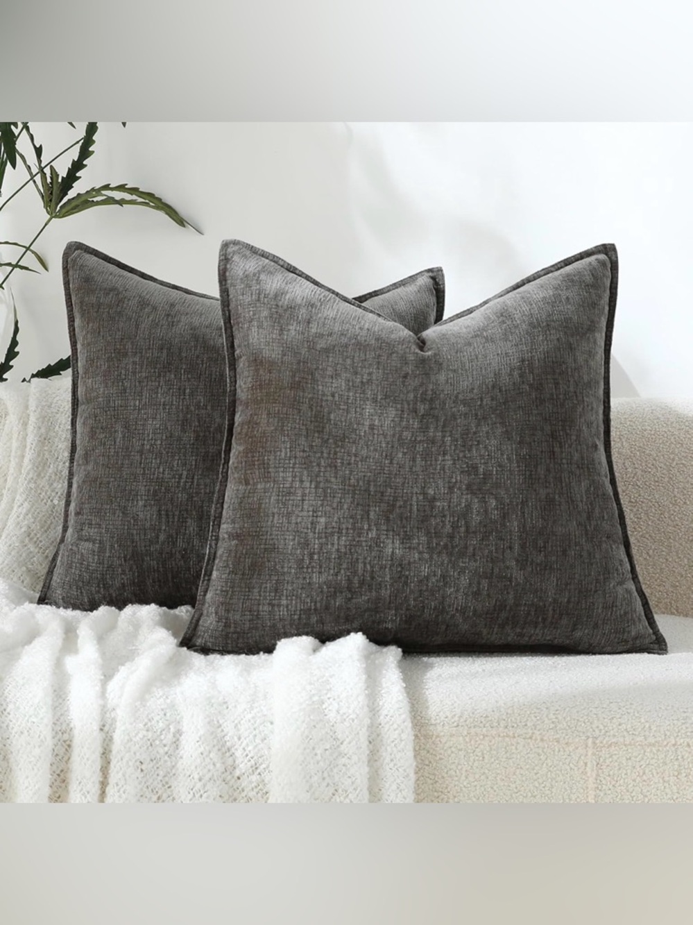 💜Stellhome 2 piece Set Soft Textured Decorative Throw Pillow Covers Accent Solid